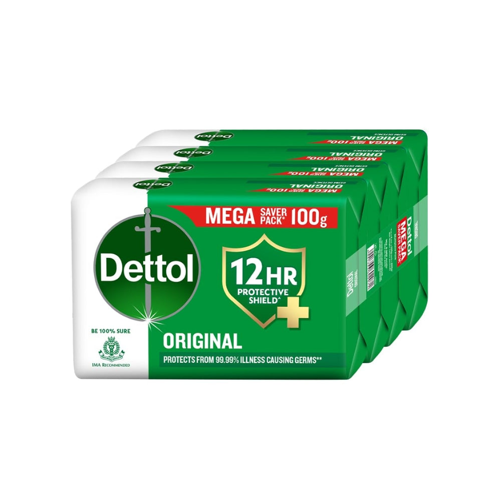 Dettol Original Bathing Bar Soap with 12 Hr Protective Shield 4 x 100 g