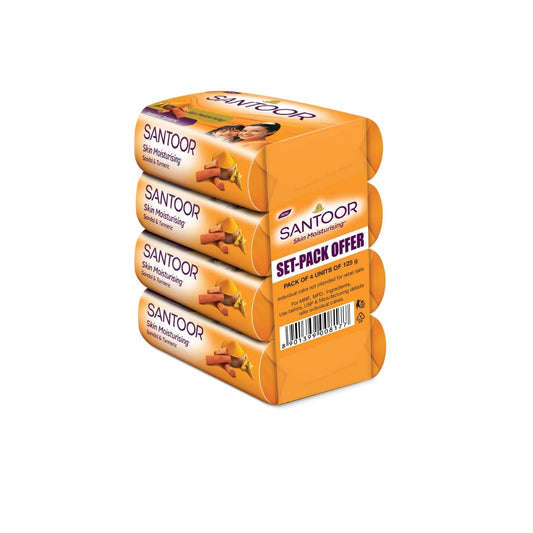 Santoor Skin Moisturising Sandal & Turmeric Soap - Pack of 4 4 x 125 g