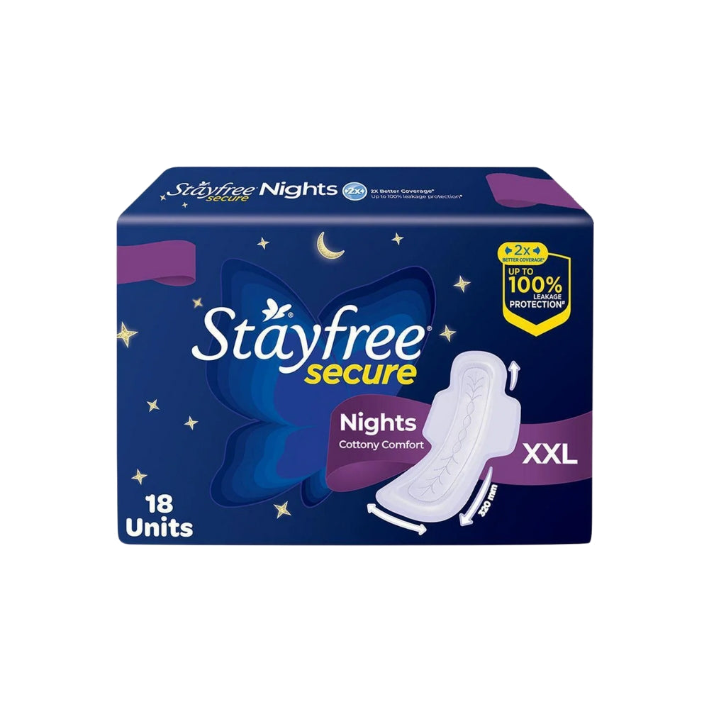 Stayfree Secure Nights Sanitary Pads 18 pcs